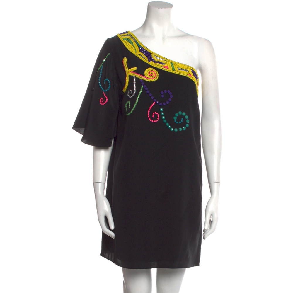 Tibi Silk Embellished Mini Dress